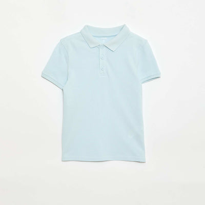 Plain piqué knit polo shirt BLUE