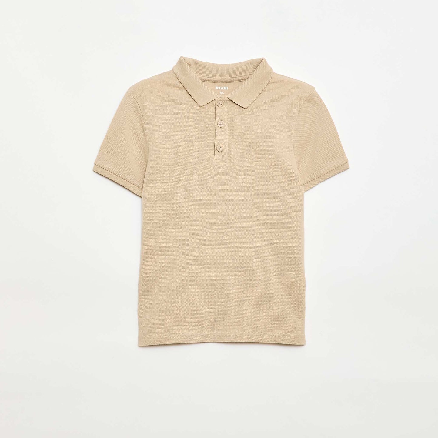Plain piqué knit polo shirt BEIGE