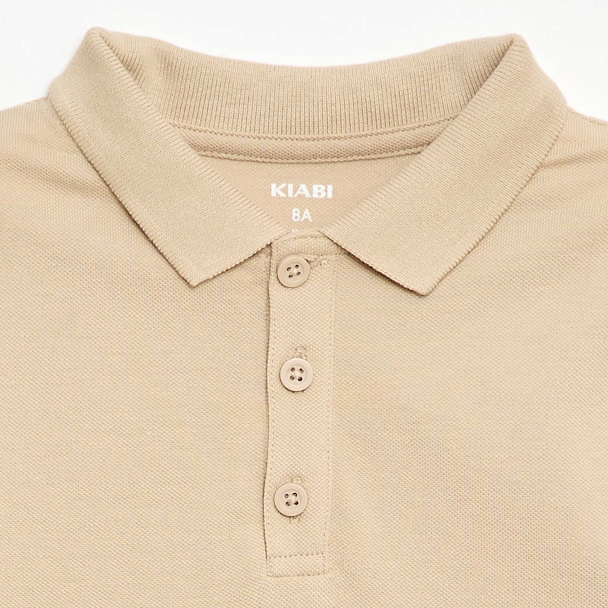 Plain piqué knit polo shirt BEIGE