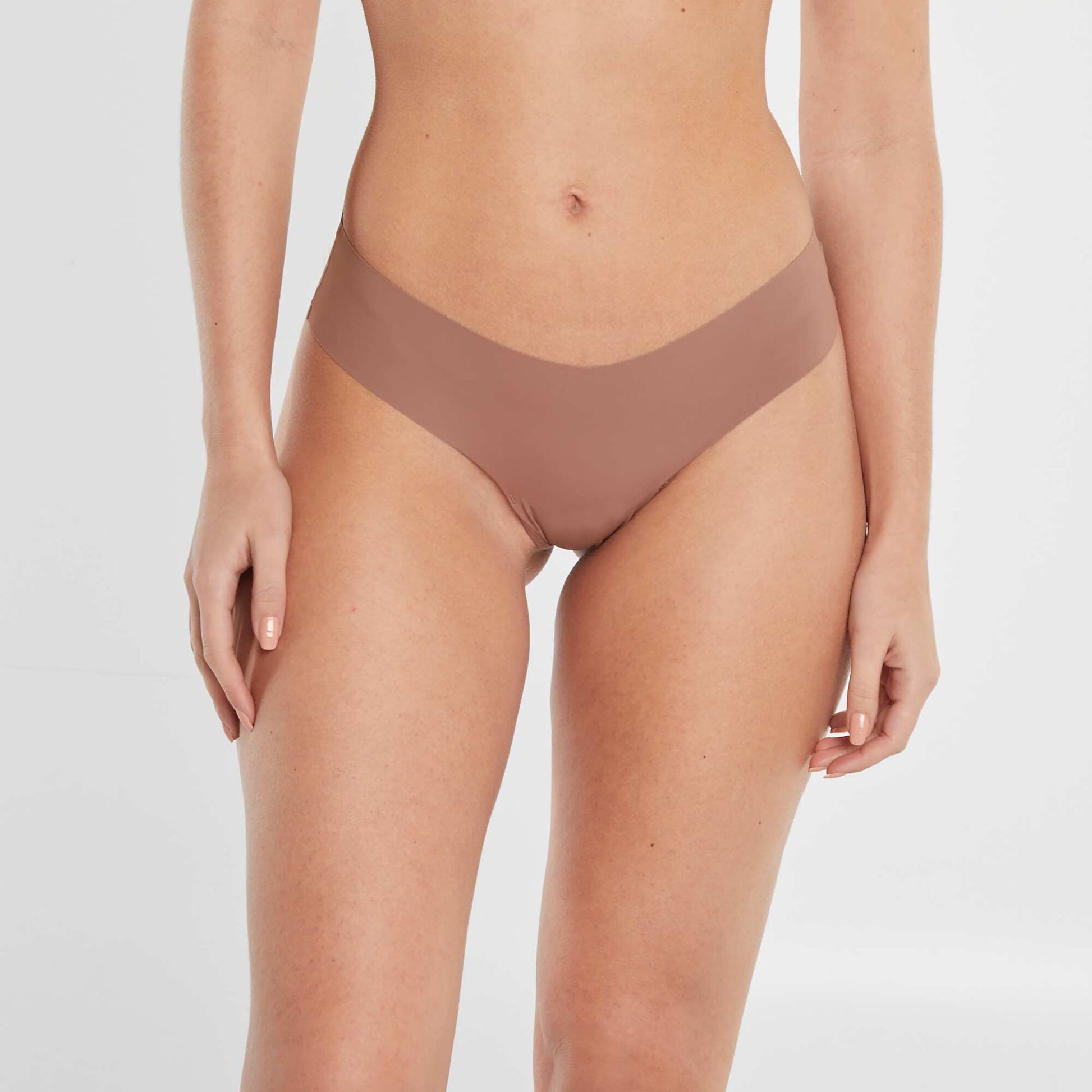 Pack of 2 pairs of seamless microfibre boy shorts BROWN