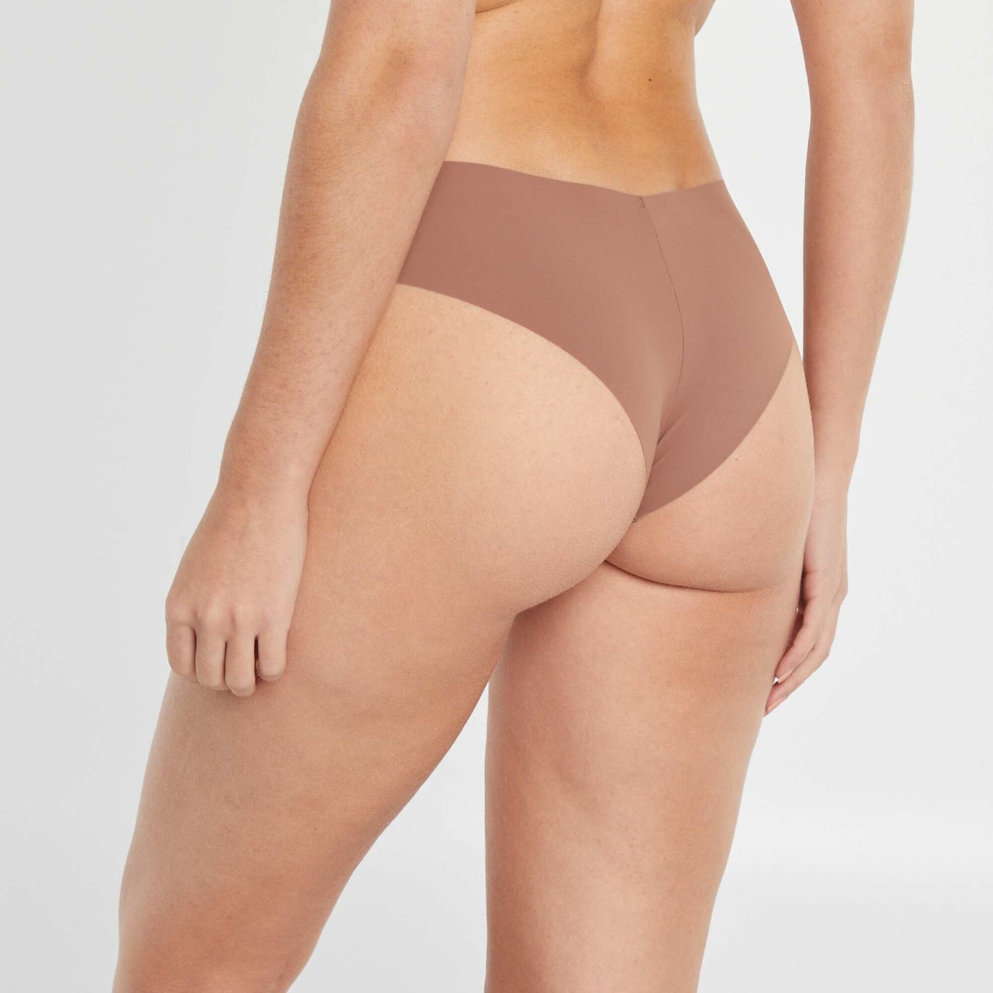 Pack of 2 pairs of seamless microfibre boy shorts BROWN