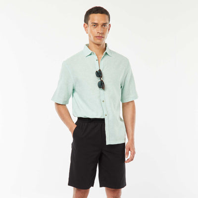 Plain twill Bermuda shorts BLACK