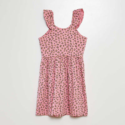 Patterned dress with ruffled straps PINK