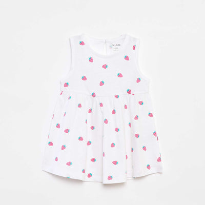 Printed strappy dress WHITE