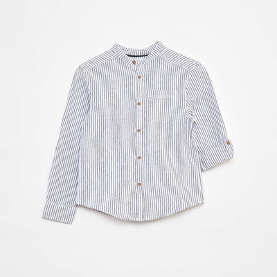 Linen-blend shirt BLUE
