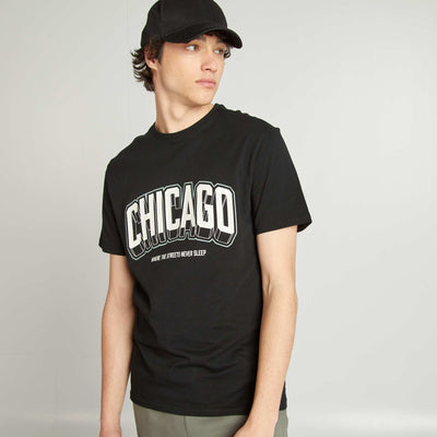 Printed jersey T-shirt BLACK