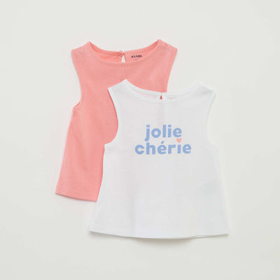 Pack of vest tops with wide straps WHITE
