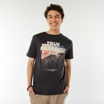 Printed slogan T-shirt GREY