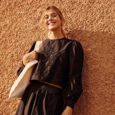 Cotton voile blouse BLACK