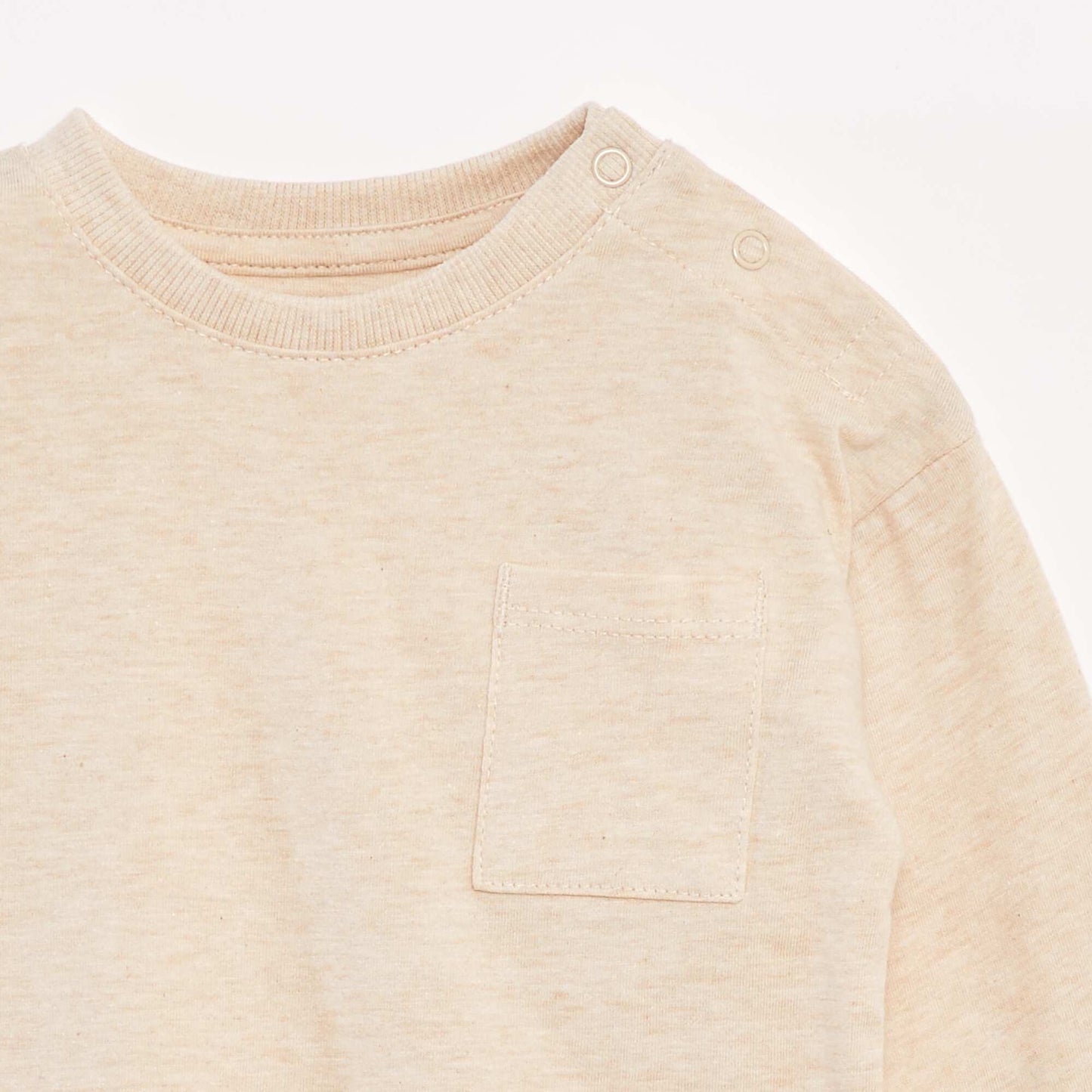 Long-sleeved T-shirt with chest pocket BEIGE
