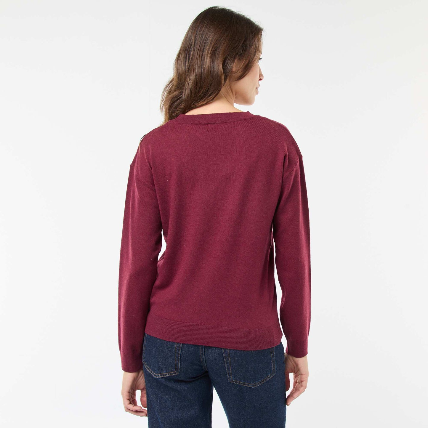 Fine-knit V-neck sweater PURPLE
