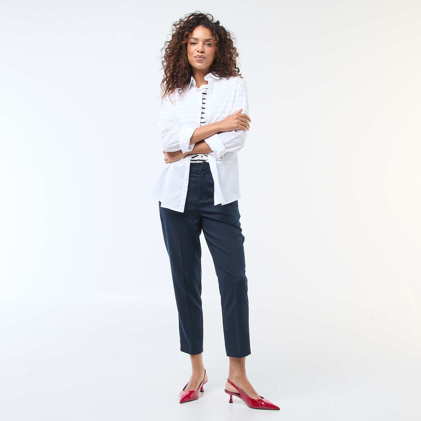 Plain cigarette trousers with 2 pockets BLUE