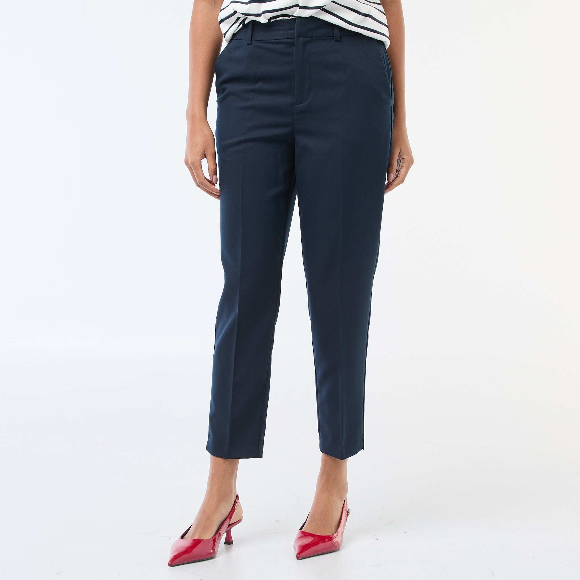 Plain cigarette trousers with 2 pockets BLUE