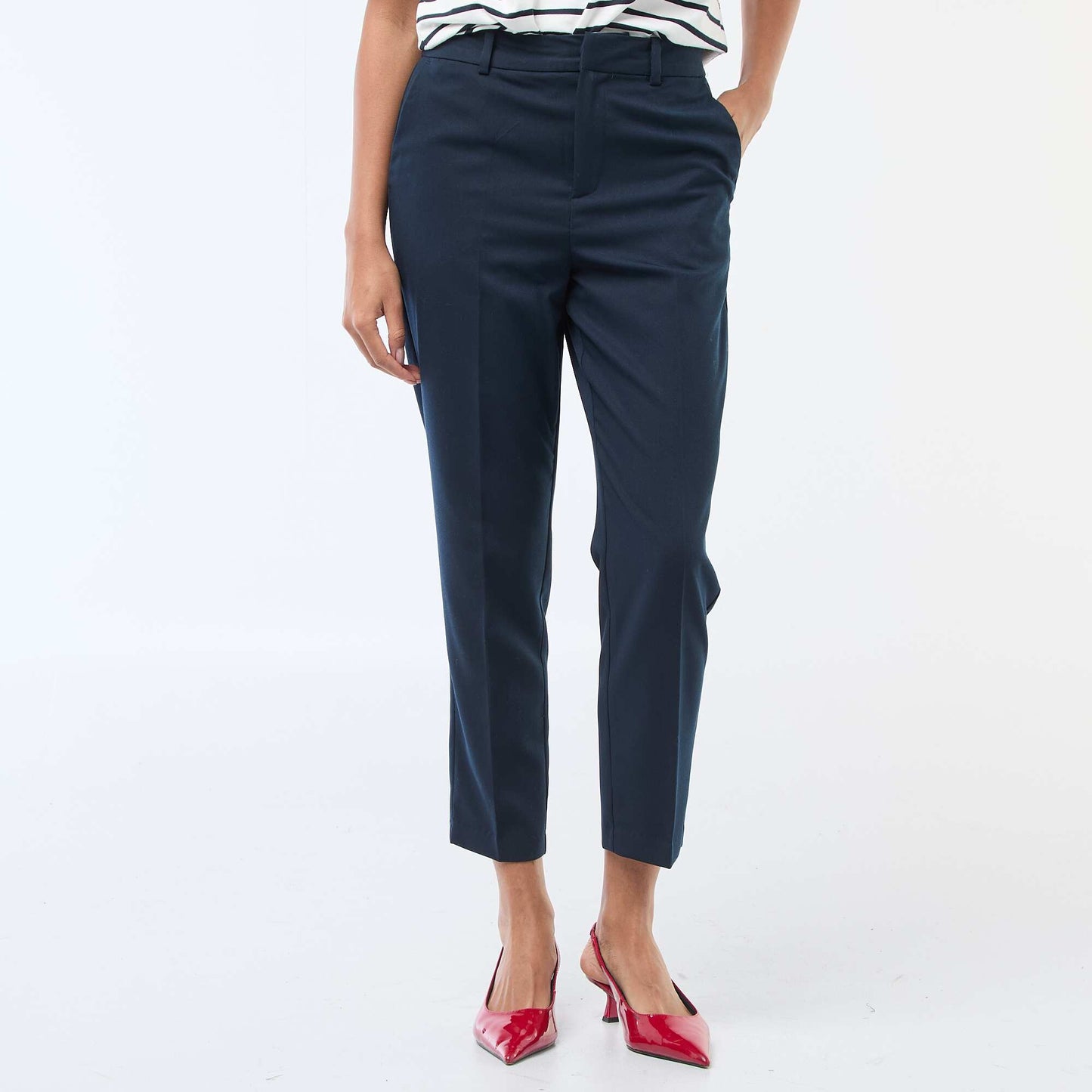 Plain cigarette trousers with 2 pockets BLUE