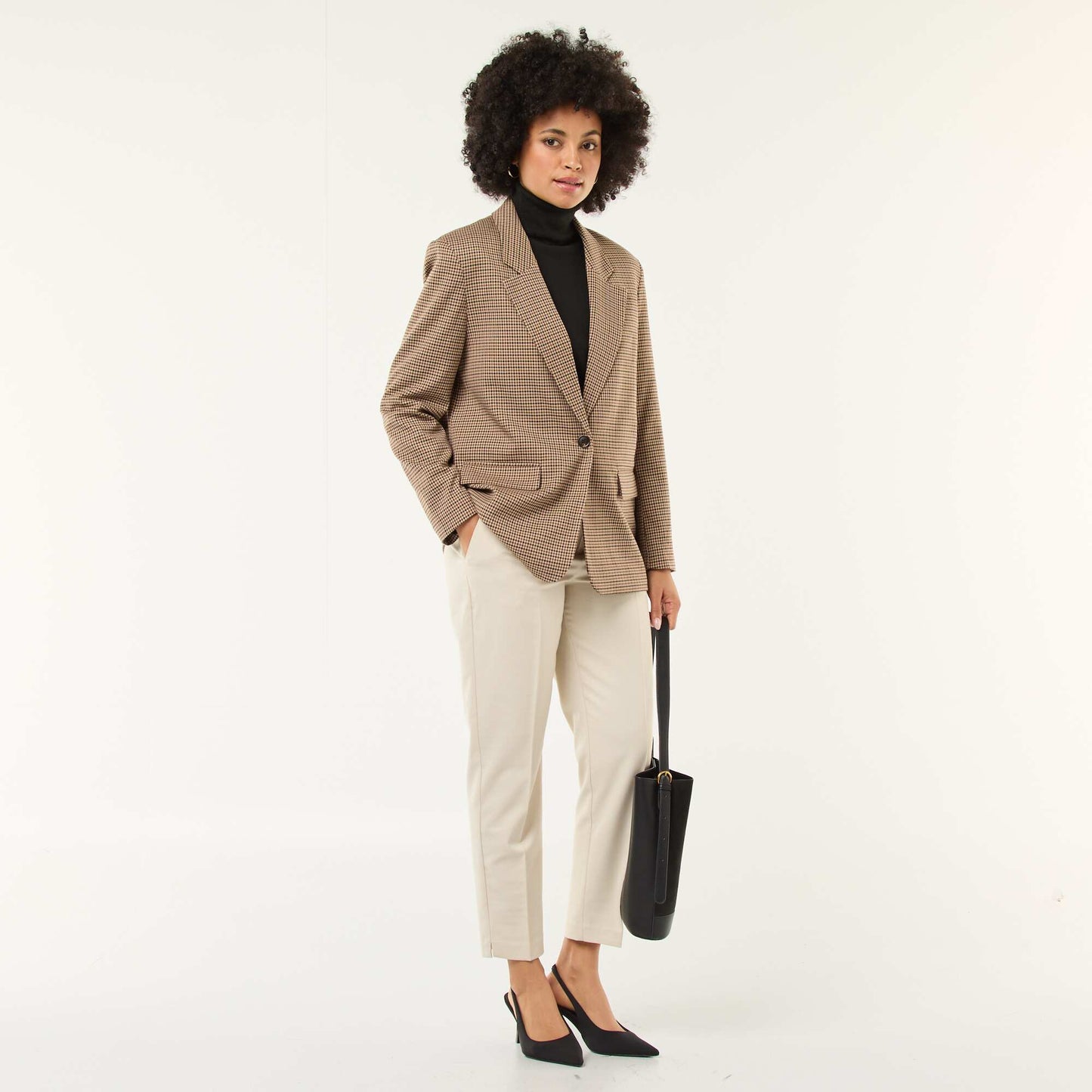 Plain cigarette trousers with 2 pockets BEIGE