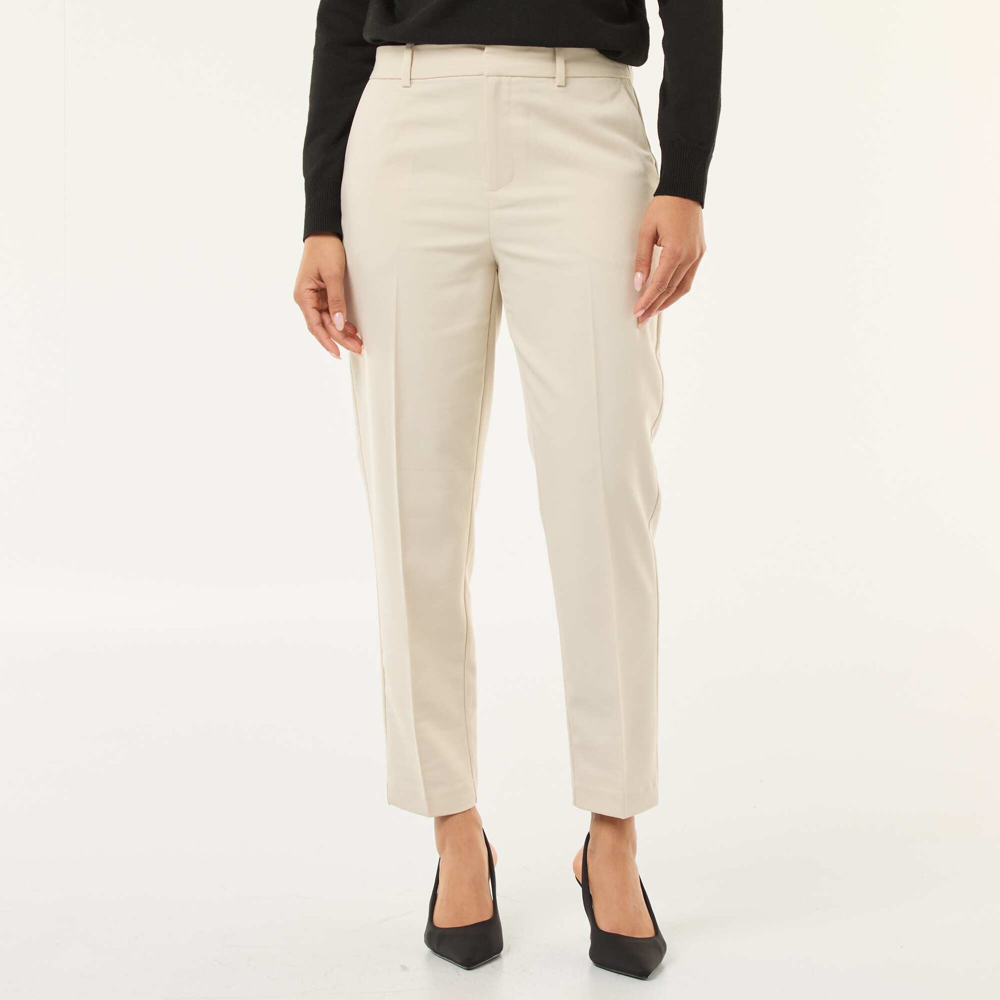 Plain cigarette trousers with 2 pockets BEIGE