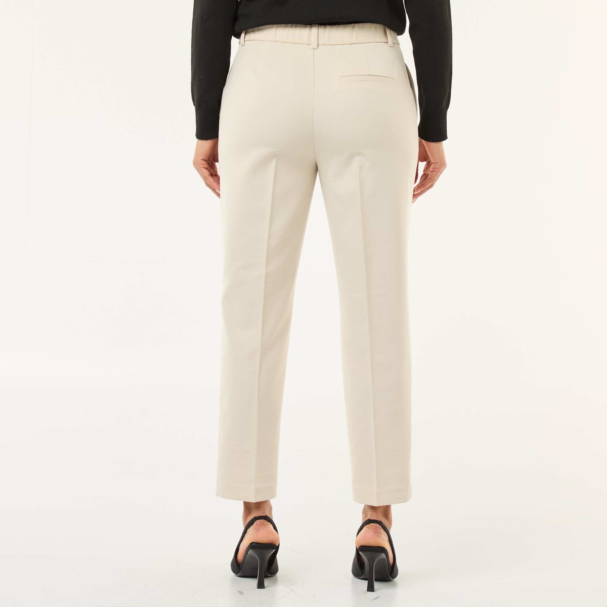 Plain cigarette trousers with 2 pockets BEIGE