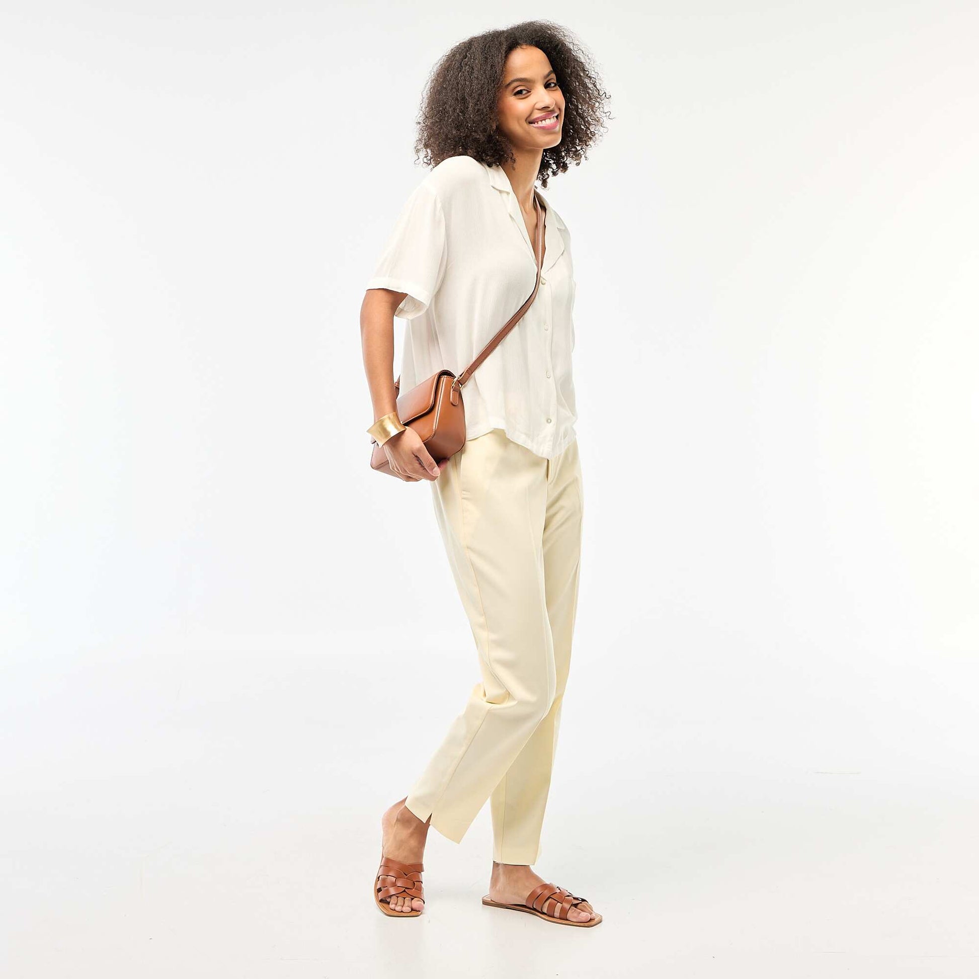 Plain cigarette trousers with 2 pockets BEIGE