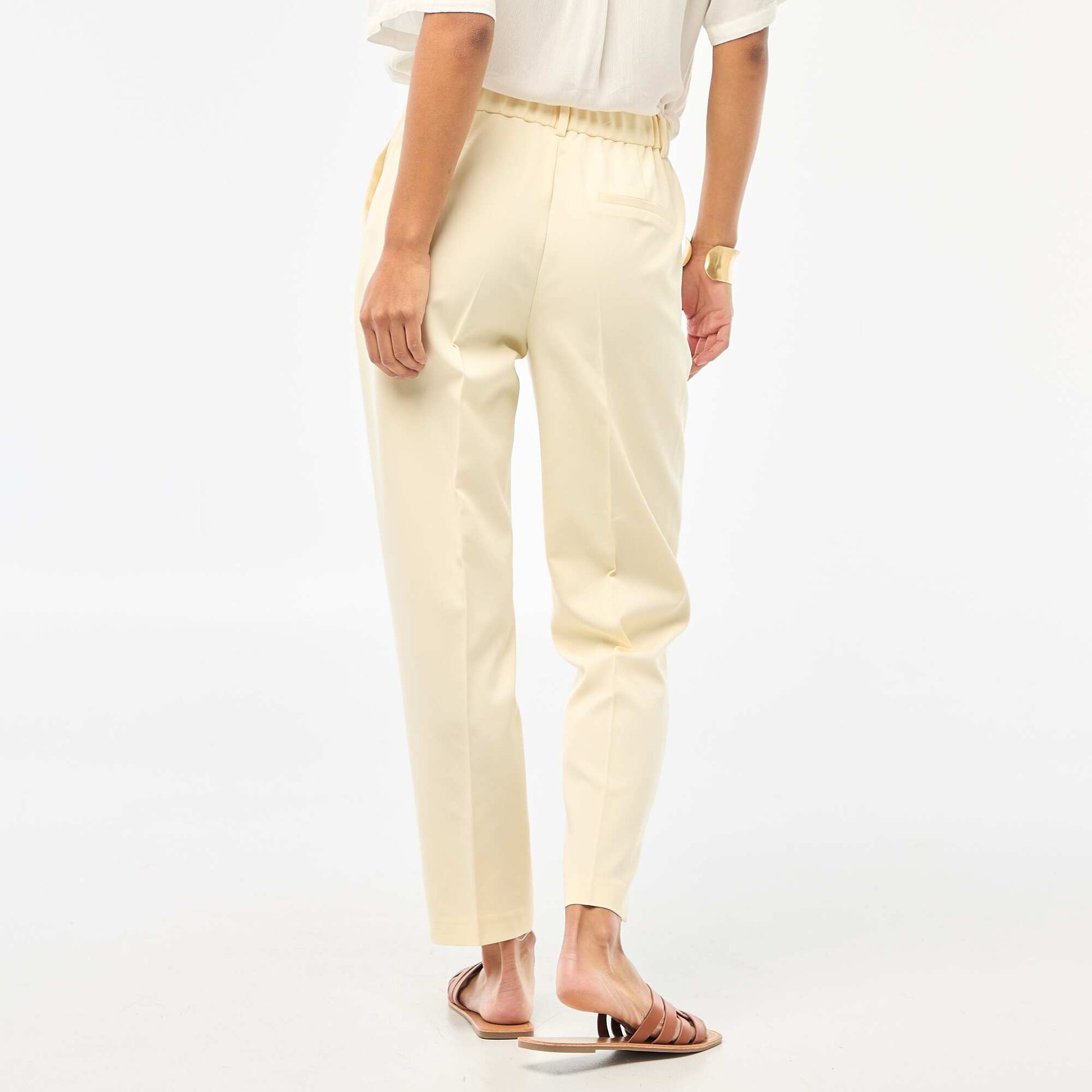 Plain cigarette trousers with 2 pockets BEIGE