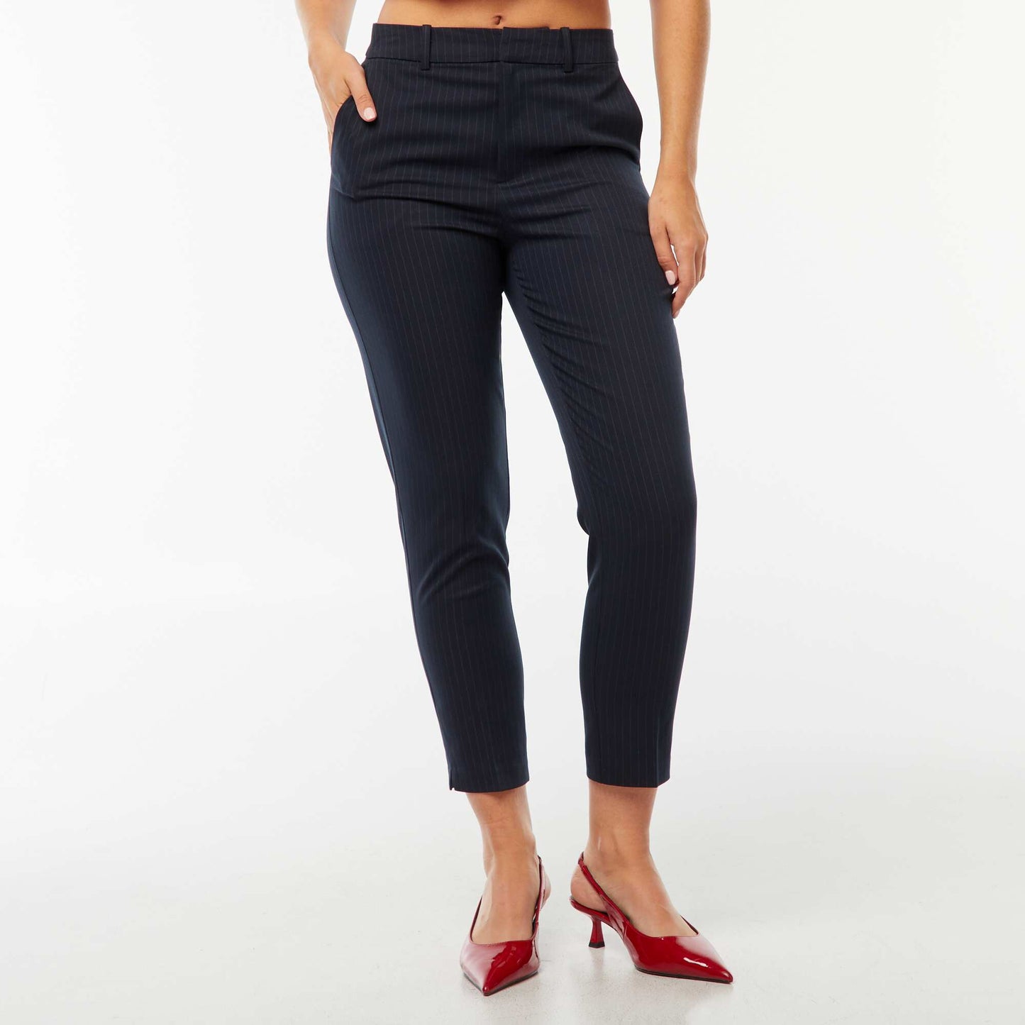 Solid Cigarette Trousers with 2 Pockets BLUE