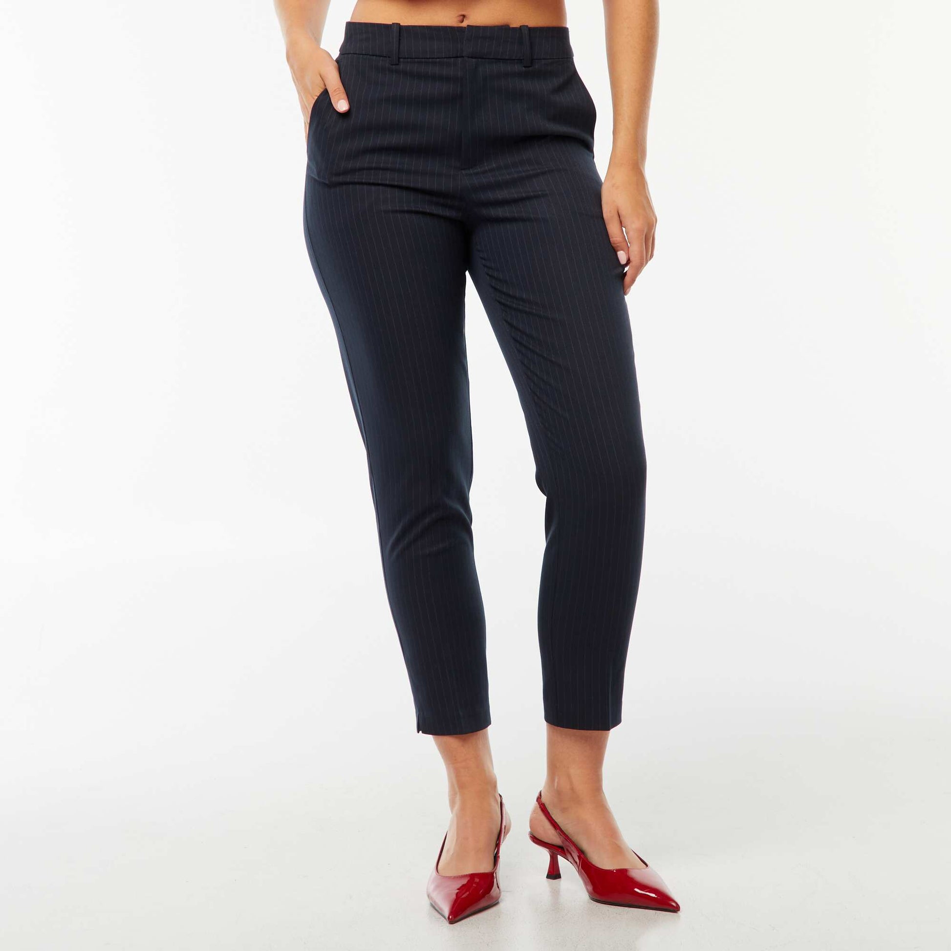 Solid Cigarette Trousers with 2 Pockets BLUE