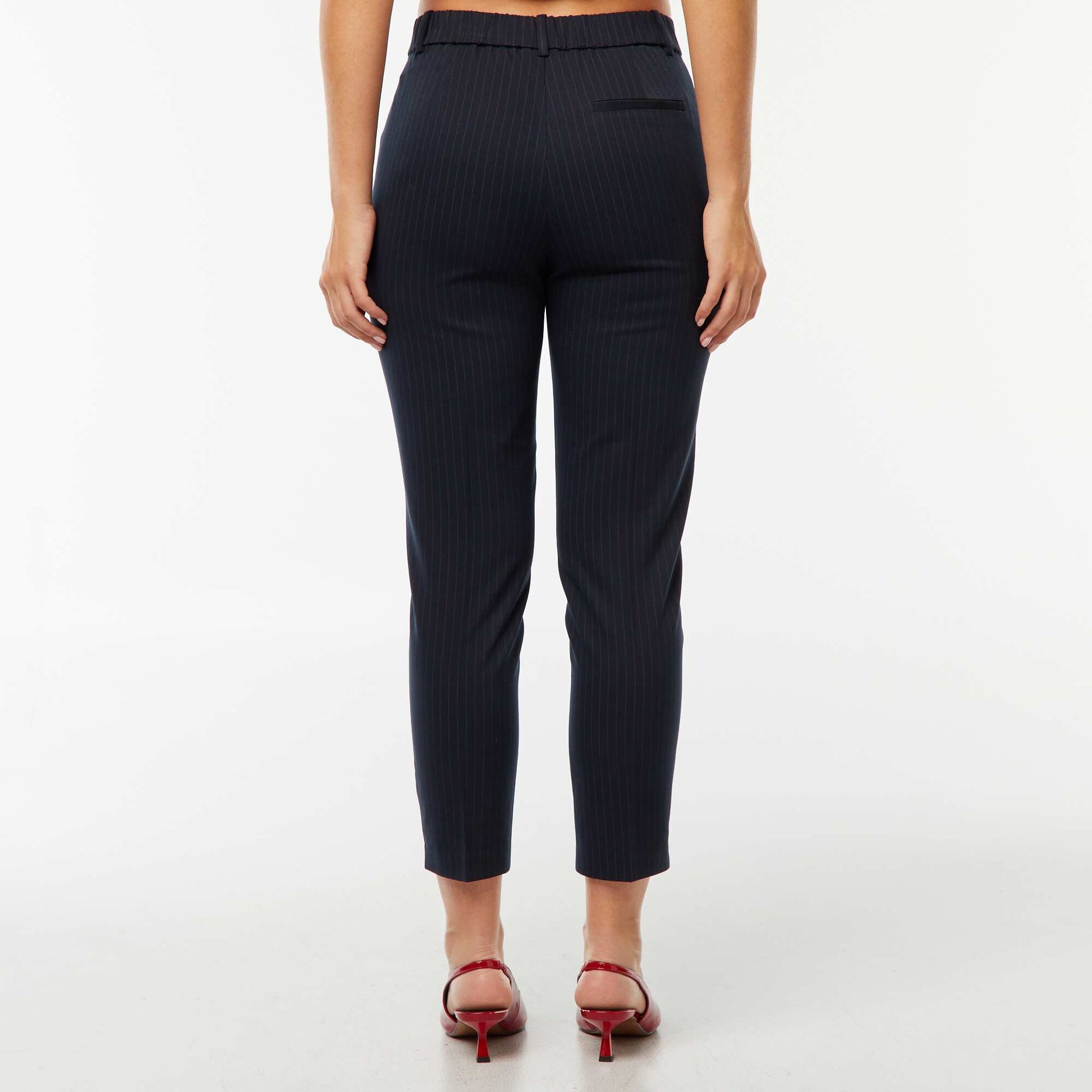 Solid Cigarette Trousers with 2 Pockets BLUE