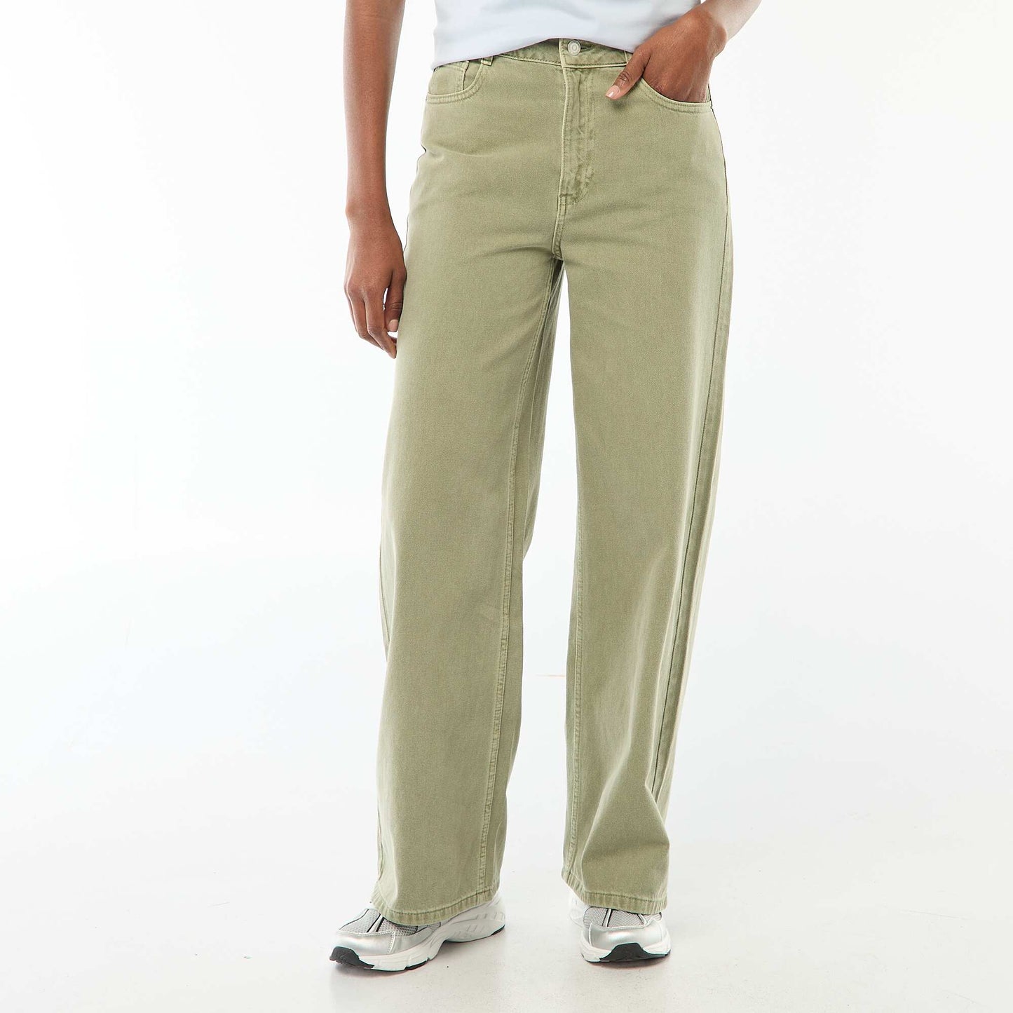 High-rise wide-leg jeans GREEN