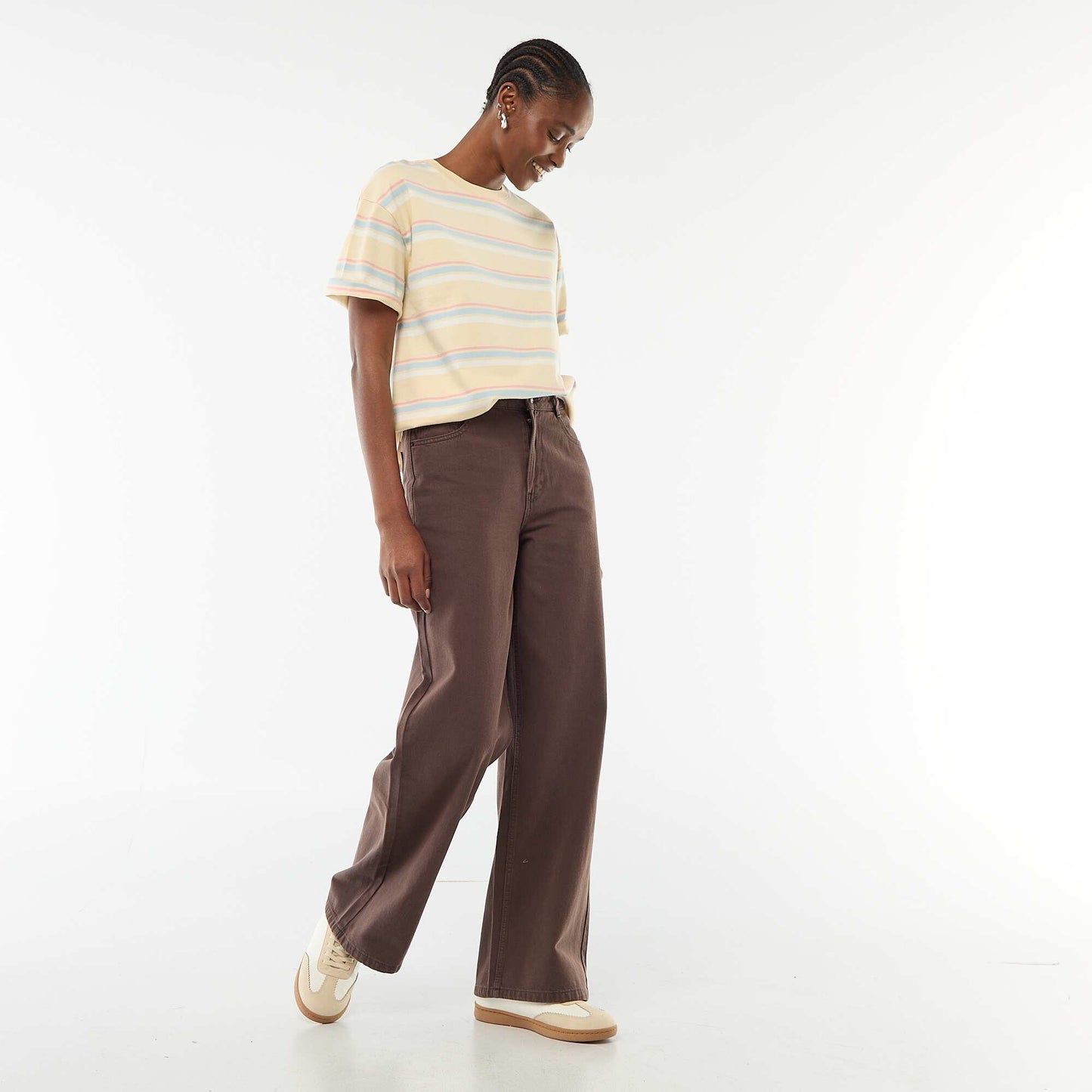 High-rise wide-leg jeans BROWN