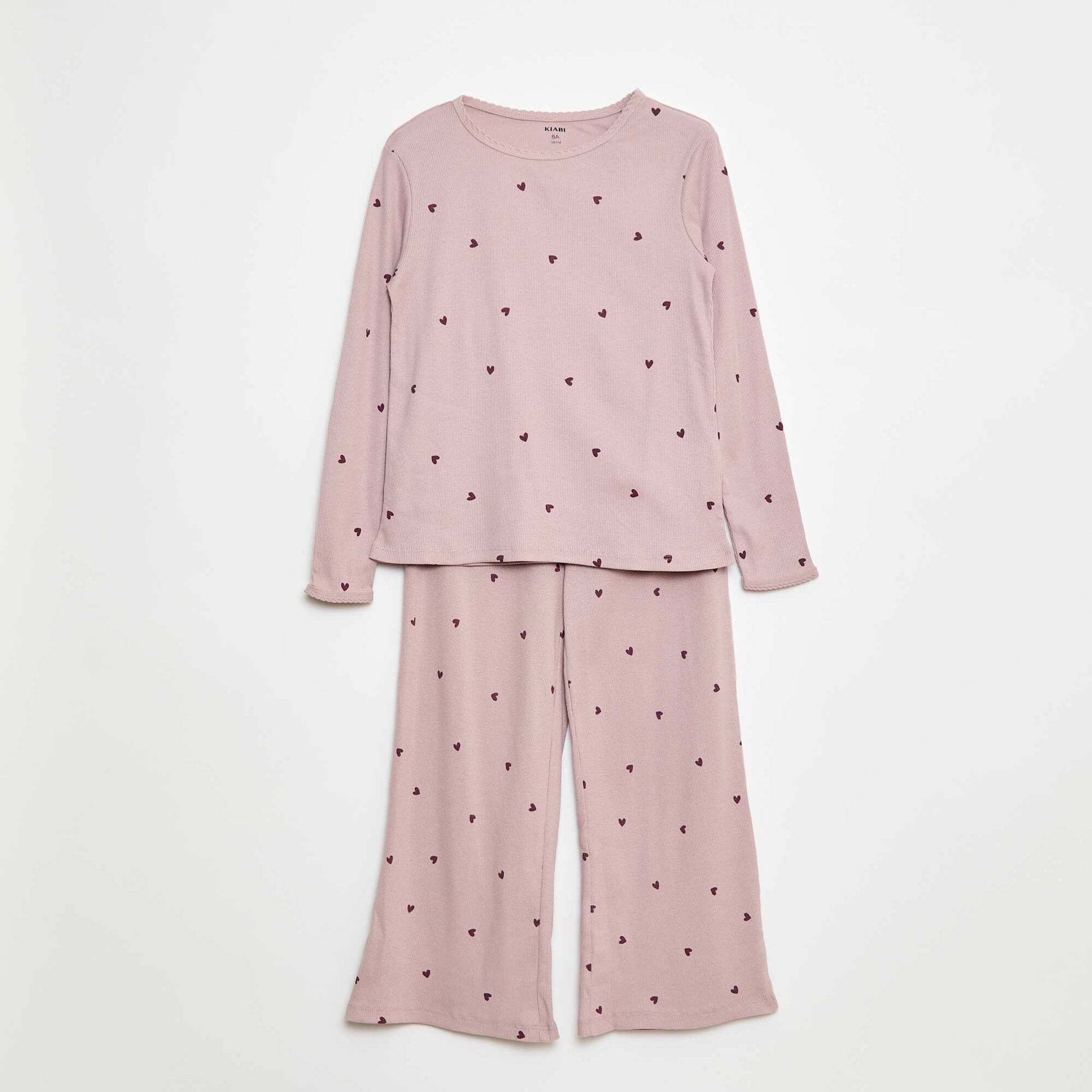 Striped Print Long Pajama Set - 2 Piece PURPLE