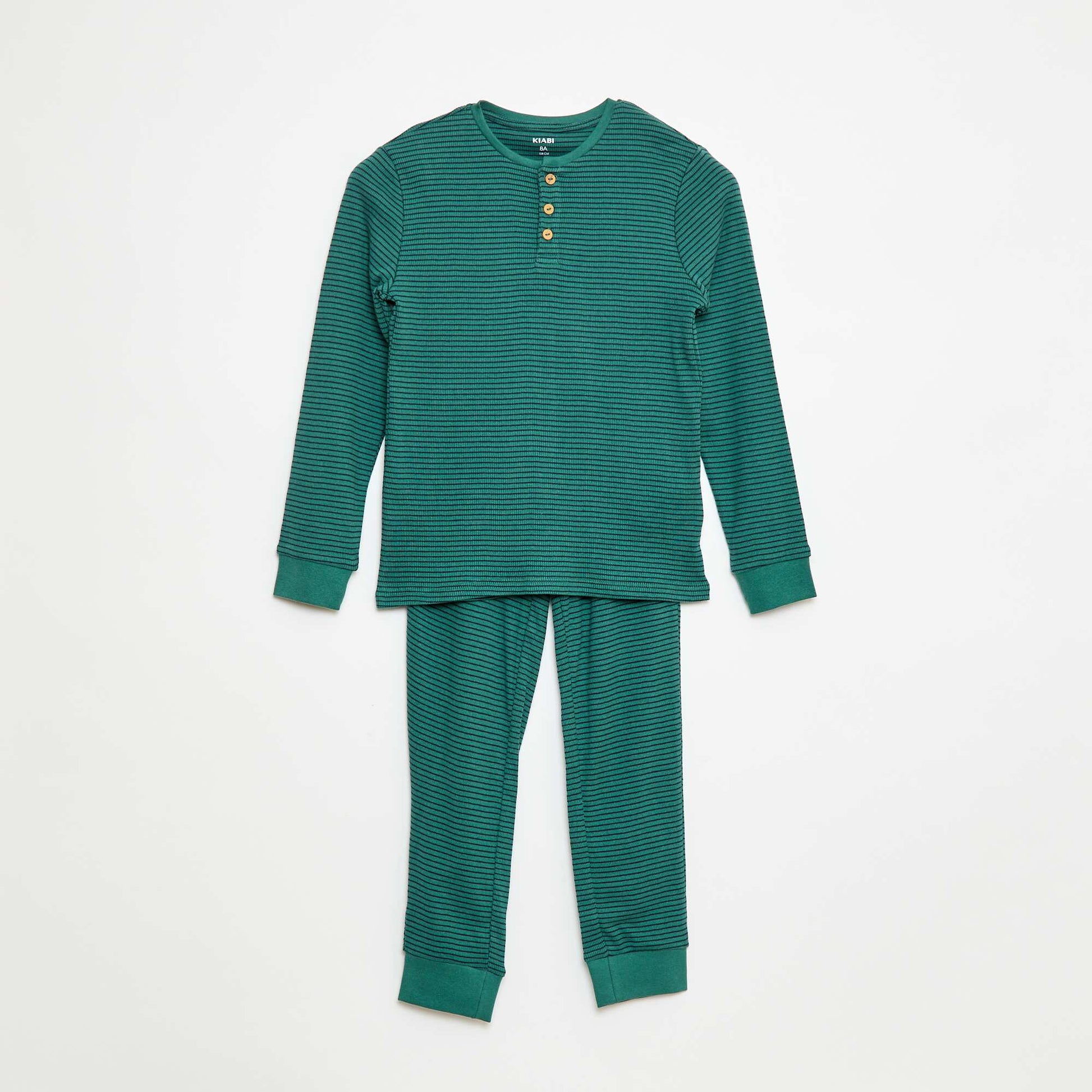 Ribbed T-shirt & Pants Pajama Set - 2 pieces GREEN