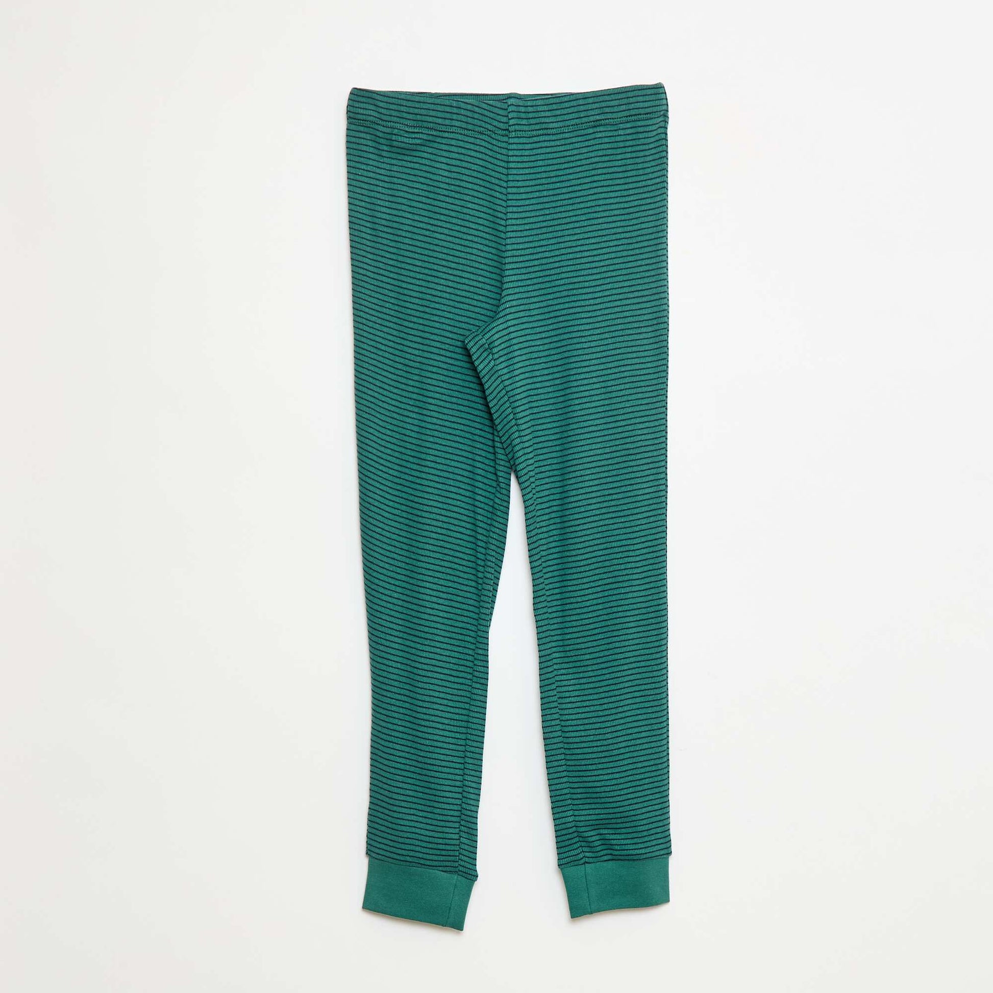 Ribbed T-shirt & Pants Pajama Set - 2 pieces GREEN