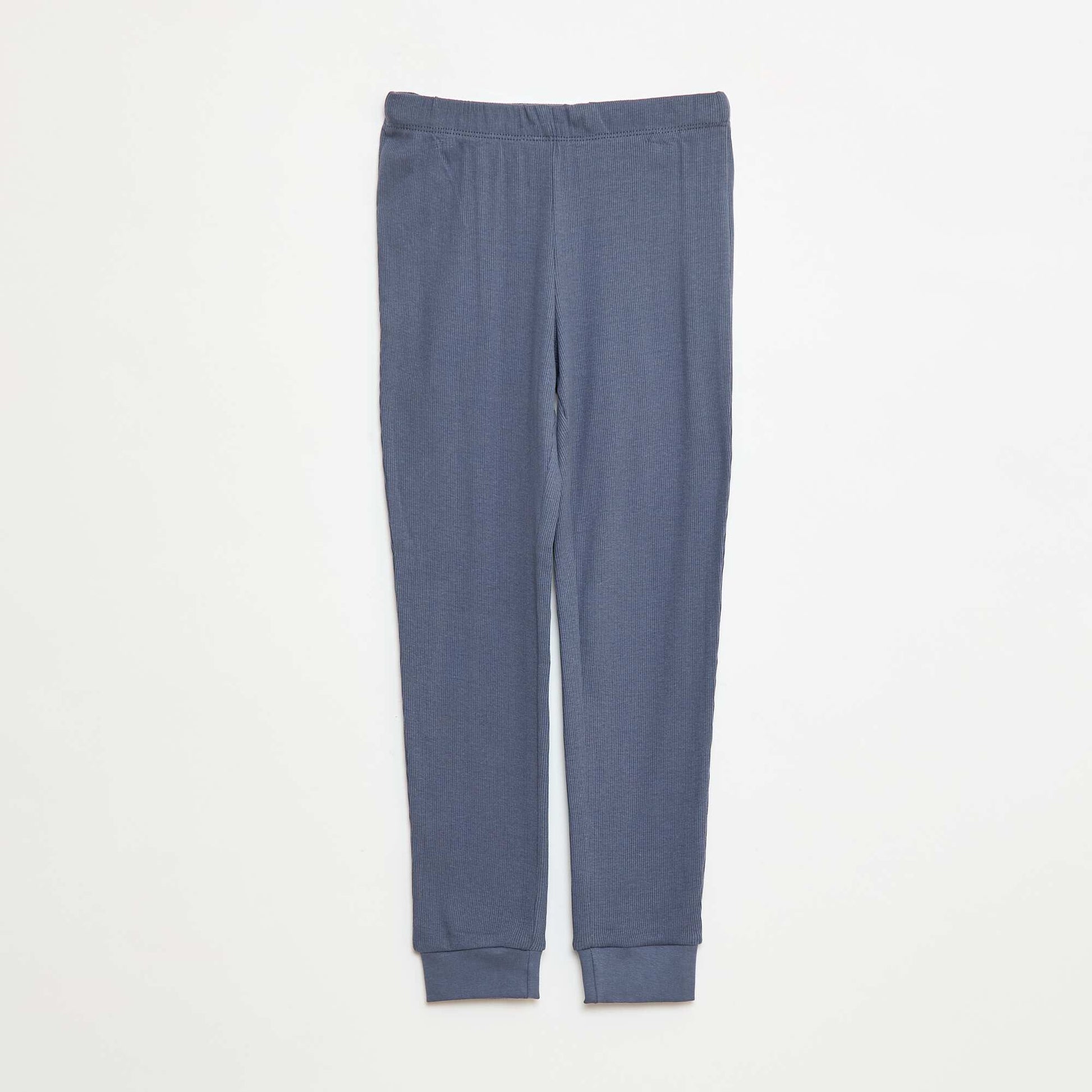 Ribbed T-shirt + Pants Pajama Set - 2 pieces GREY