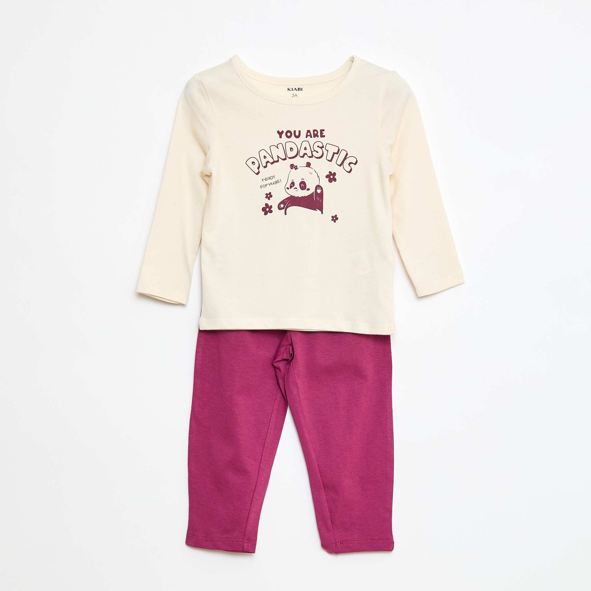 Printed T-shirt + Leggings Pyjama Set - 2 pieces BEIGE