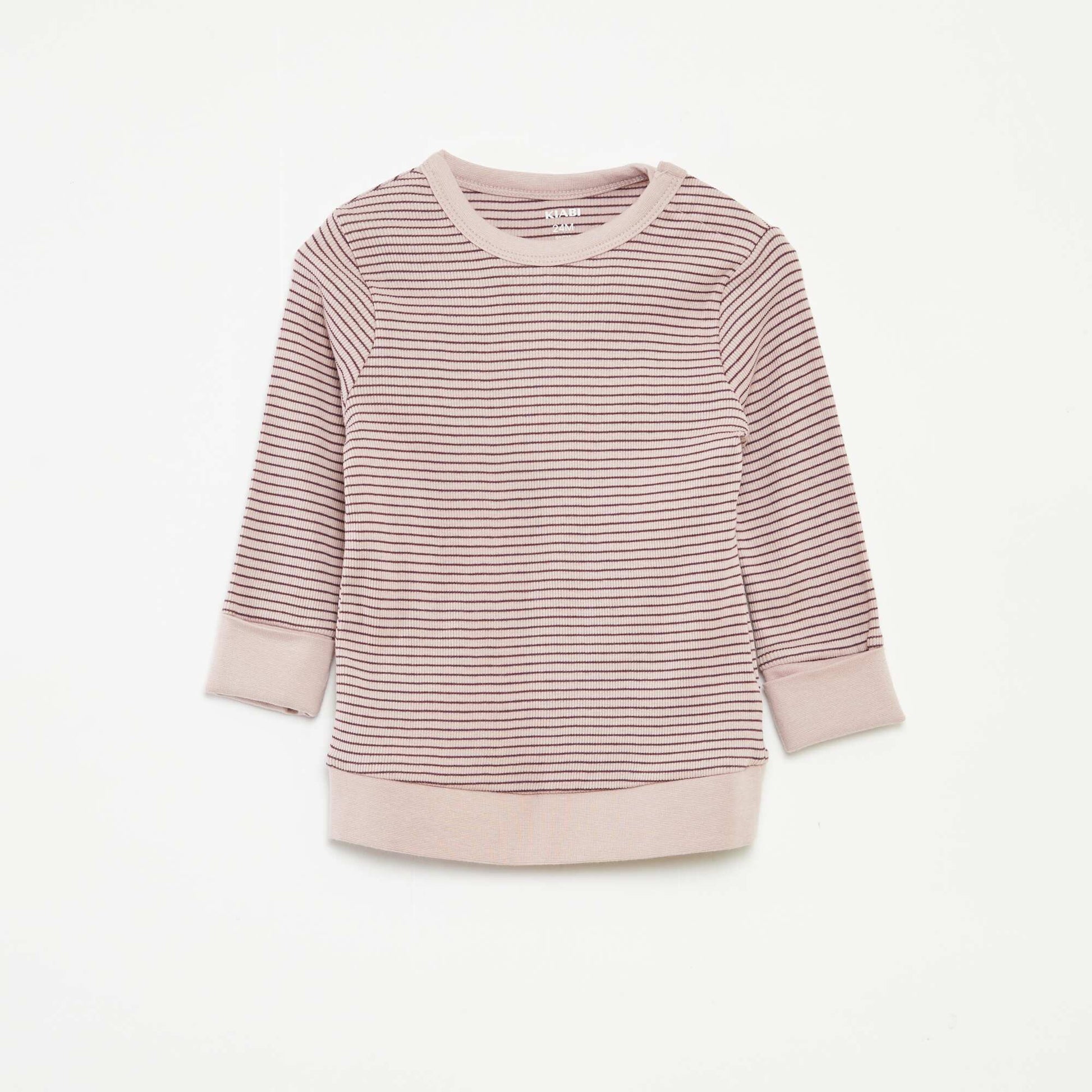 Striped T-shirt and trousers pyjama set - 2-piece set PURPLE