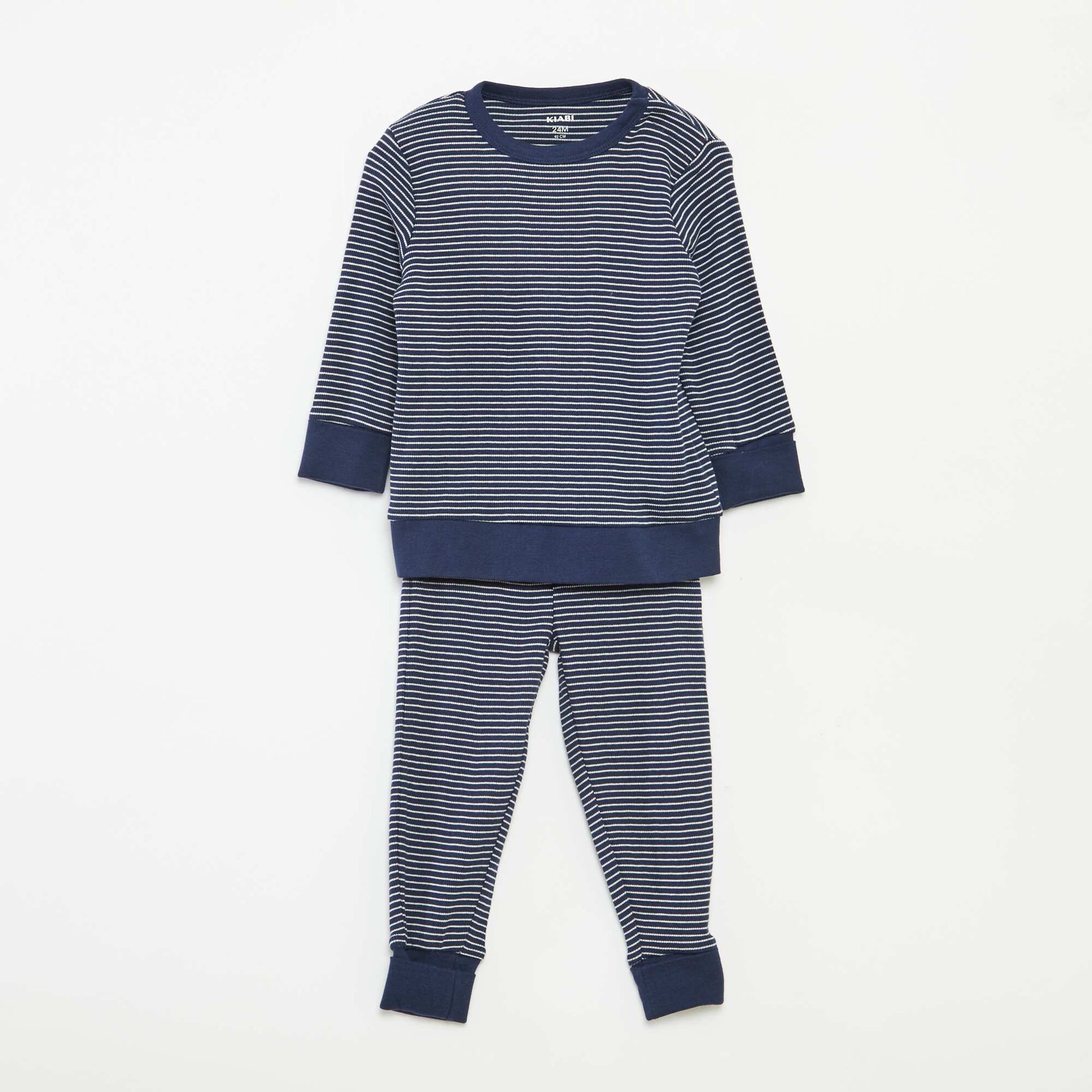 Striped T-shirt and trousers pyjama set - 2-piece set BLUE