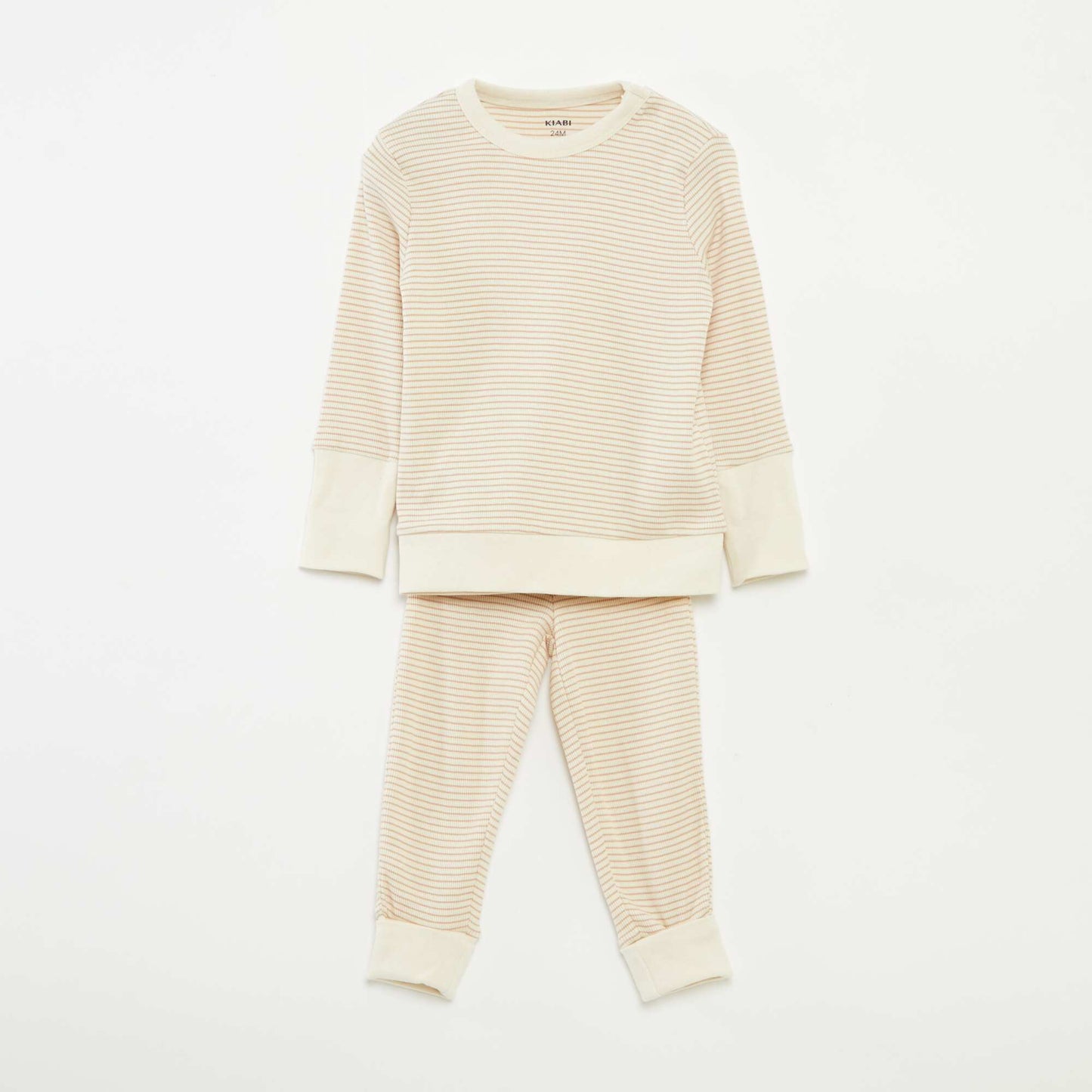 Striped T-shirt and trousers pyjama set - 2-piece set BEIGE