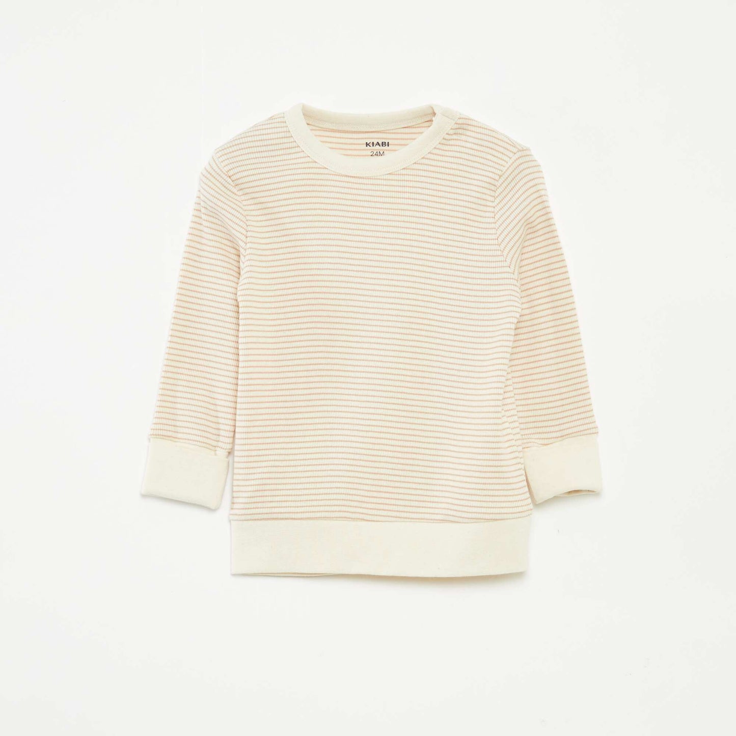 Striped T-shirt and trousers pyjama set - 2-piece set BEIGE