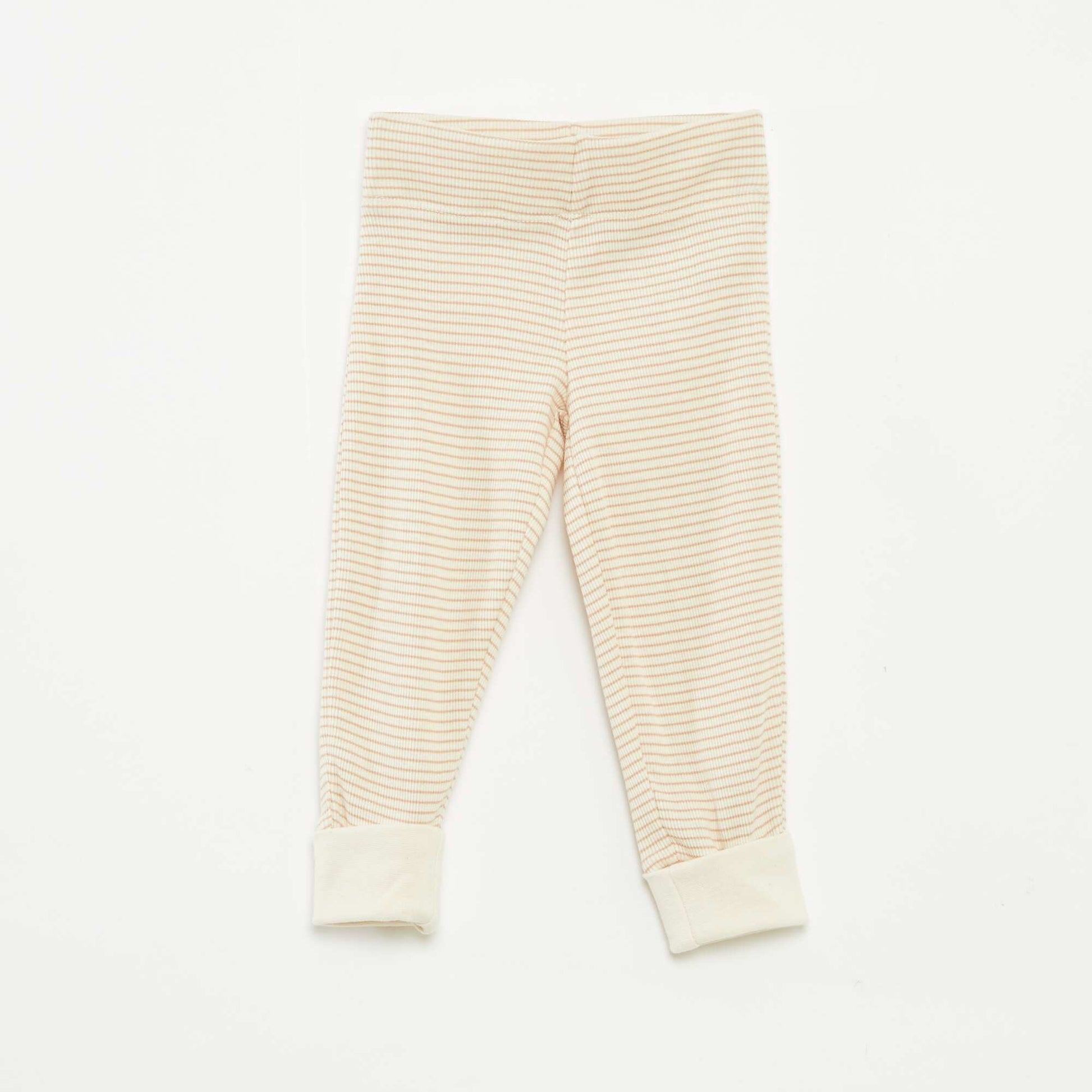 Striped T-shirt and trousers pyjama set - 2-piece set BEIGE