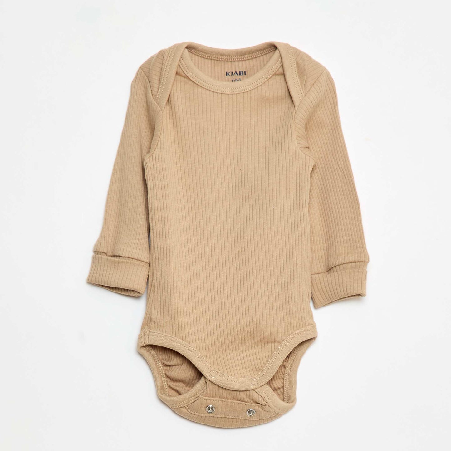 Pack of 3 bodies with envelope neckline and long sleeves BEIGE