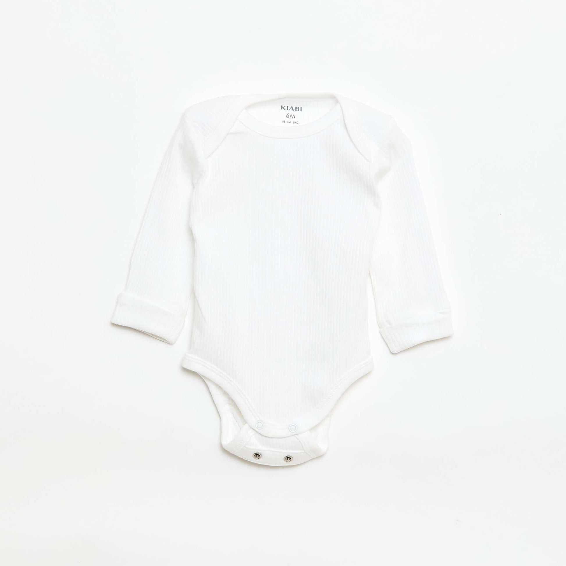 Pack of 3 bodies with envelope neckline and long sleeves WHITE