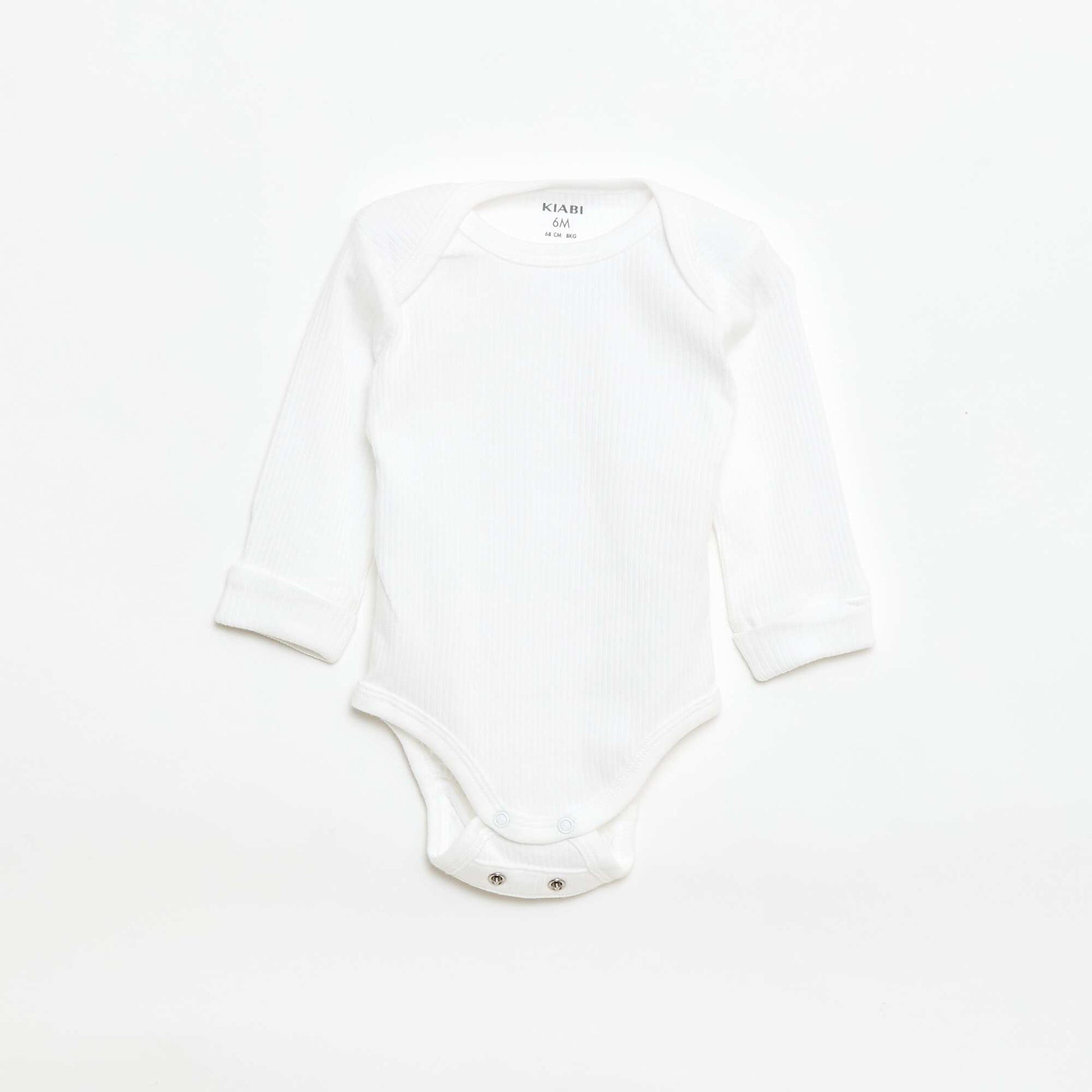 Pack of 3 bodies with envelope neckline and long sleeves WHITE