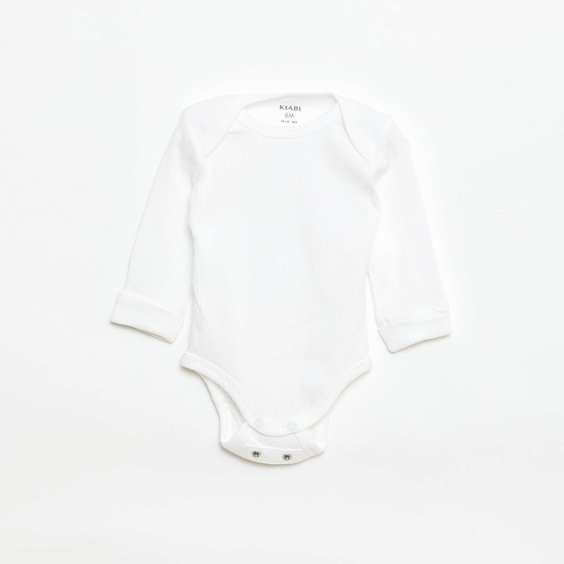 Pack of 3 bodies with envelope neckline and long sleeves WHITE