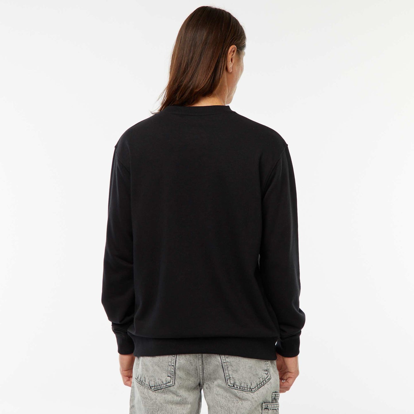 Plain Lightweight Fleece Sweatshirt BLACK