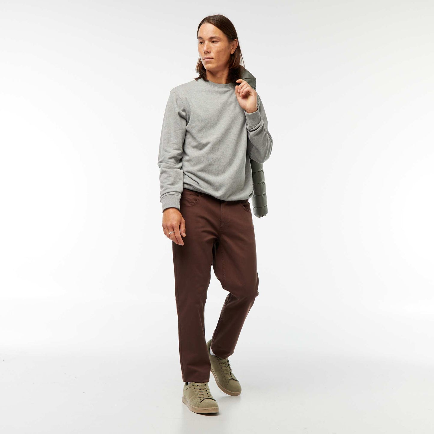 Plain Lightweight Fleece Sweatshirt GREY