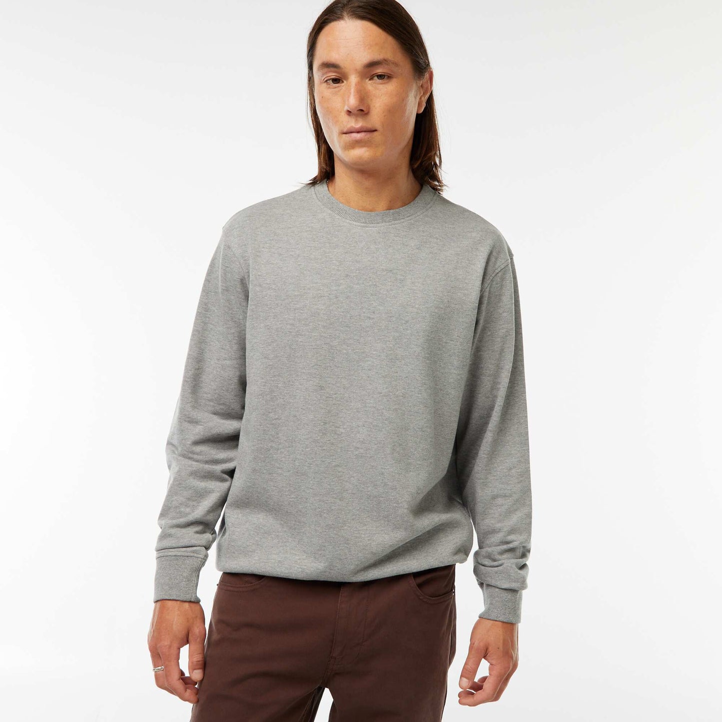 Plain Lightweight Fleece Sweatshirt GREY