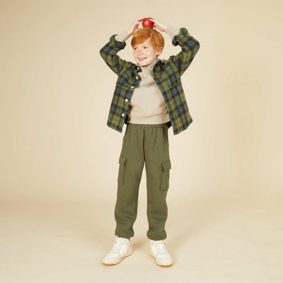 Multi-pocket sweatshirt fabric joggers GREEN