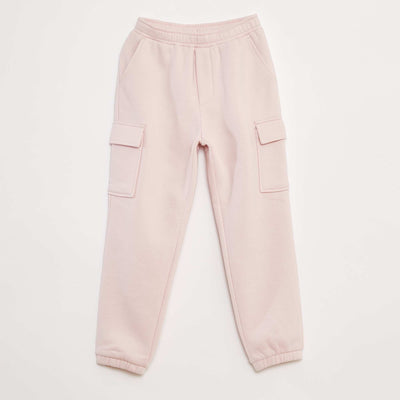 Multi-pocket sweatshirt fabric joggers PINK