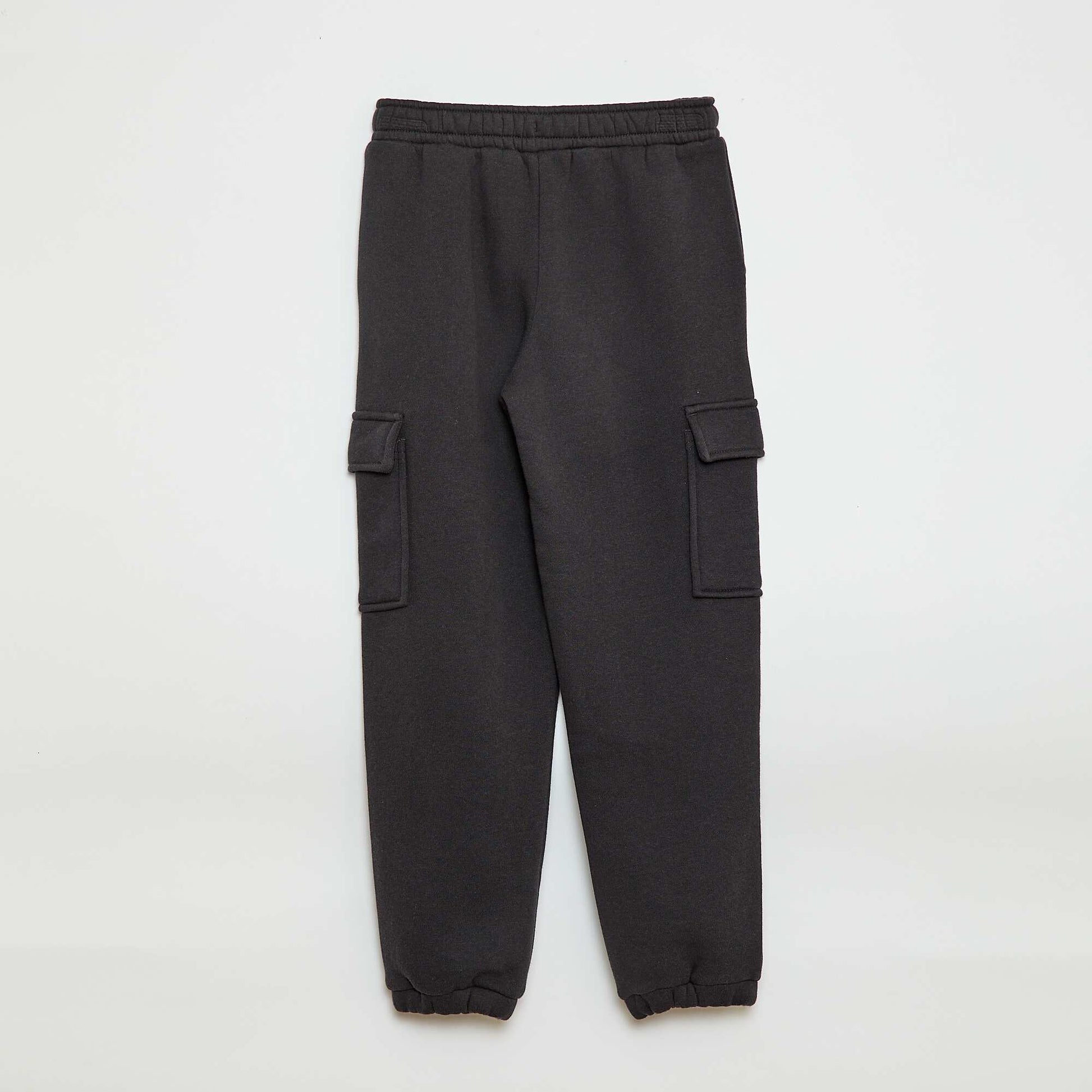 Multi-pocket sweatshirt fabric joggers BLACK