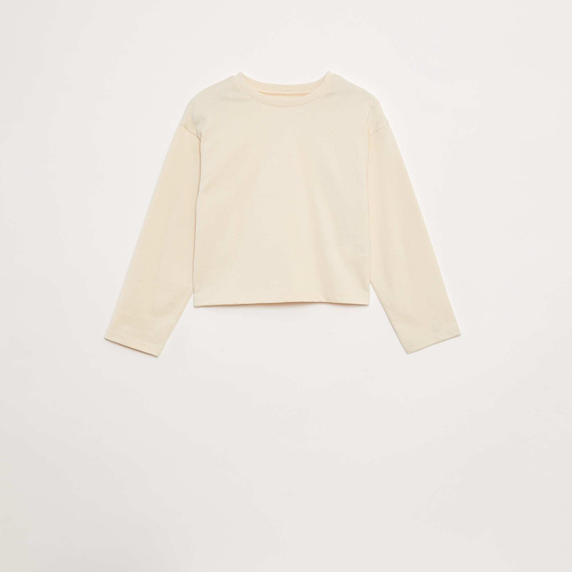 Long-sleeved jersey T-shirt BEIGE