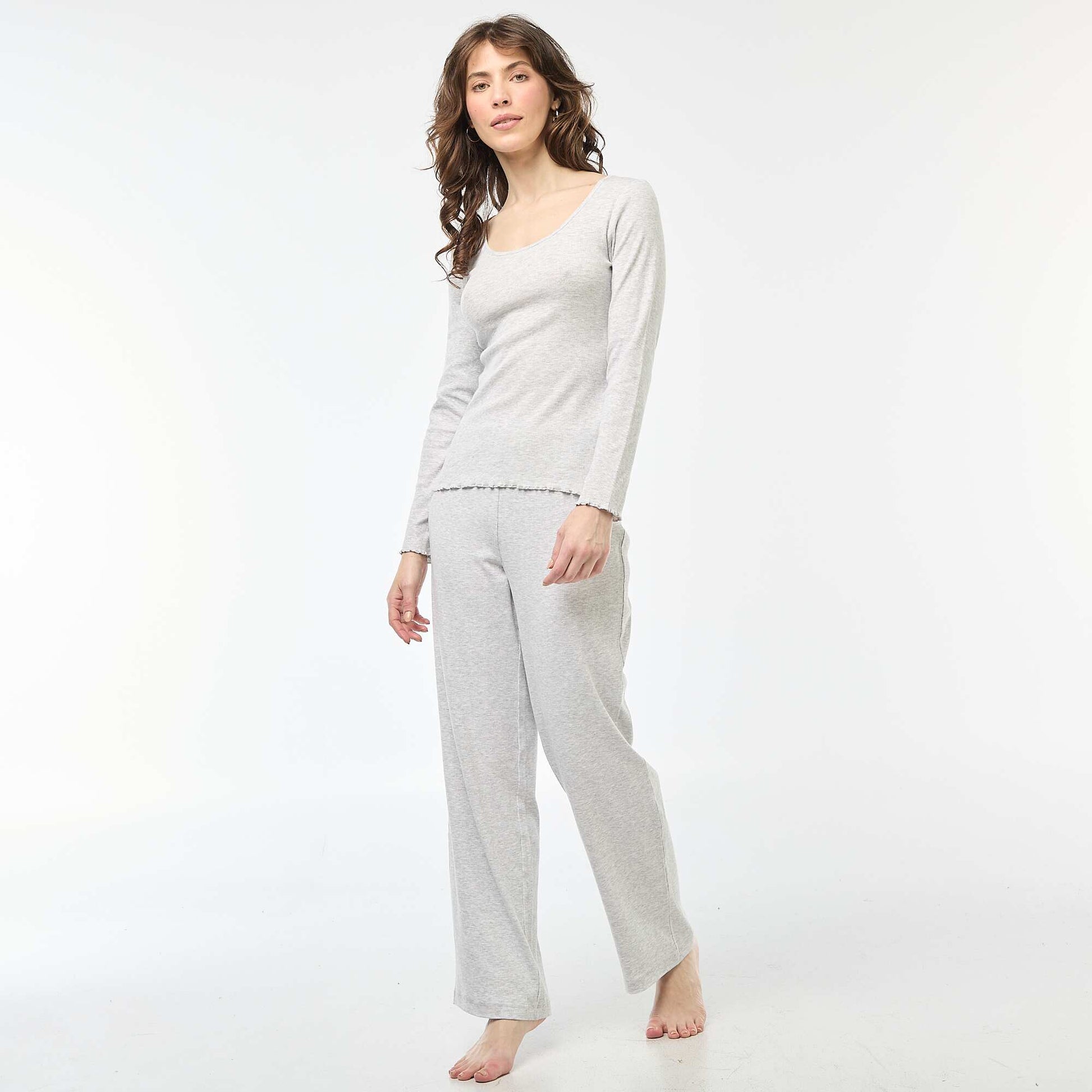 Ribbed Pajama T-Shirt GREY